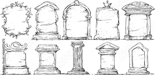 Hand drawn decorative stone plaques collection for design and artistic inspiration
