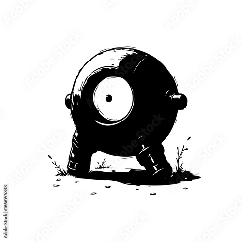 Unique artistic rendering of a stylized character with minimalist design and monochrome color