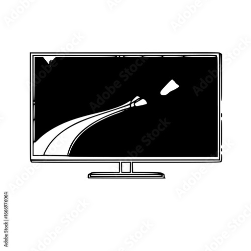 Digital Screen with Abstract Illustration: A monochrome digital screen displays an abstract illustration, hinting at a futuristic concept or artistic expression. The image sparks curiosity.