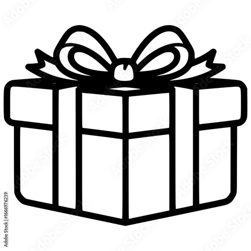 Gift Box Illustration: A meticulously crafted illustration of a classic gift box, adorned with a graceful bow. Clean lines, perfect for conveying the message of thoughtfulness and celebration.