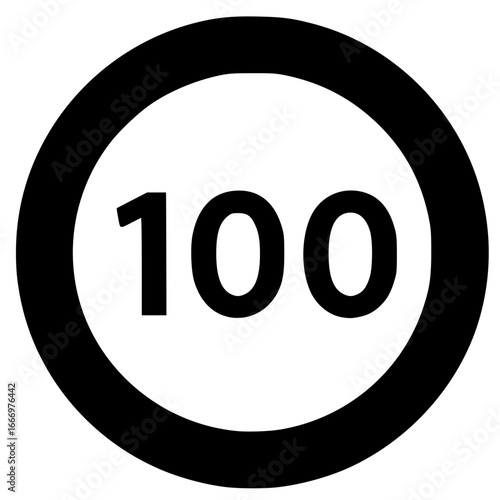 Speed Limit: A minimalistic graphic of a speed limit 100 sign, clearly indicating a safe speed within a circular frame.