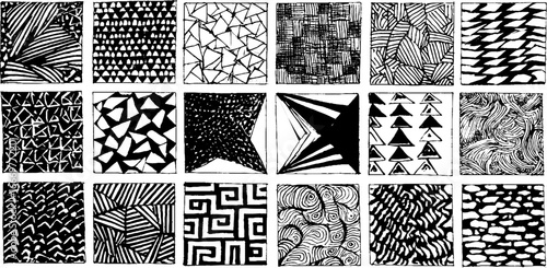 Set of hand drawn geometric textures, patterns, and shapes collection for design