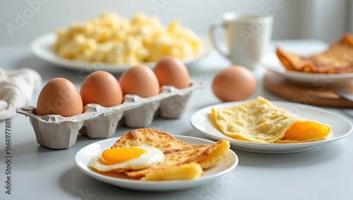 Wallpaper Mural Hearty Breakfast with Runny Yolk Omelet, Scrambled Eggs, and Hash Brown Torontodigital.ca