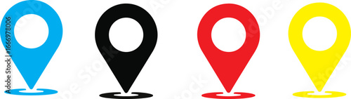  Map pin icon .Map maker.Adress pin.Flat icon set of location and map pins.Black red blue yellow location pin symbols with concentric circles map marker pointer.map location icon set .Navigation sign.