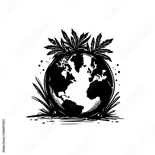World sustainability concept showcasing globe adorned with cannabis plant representing eco