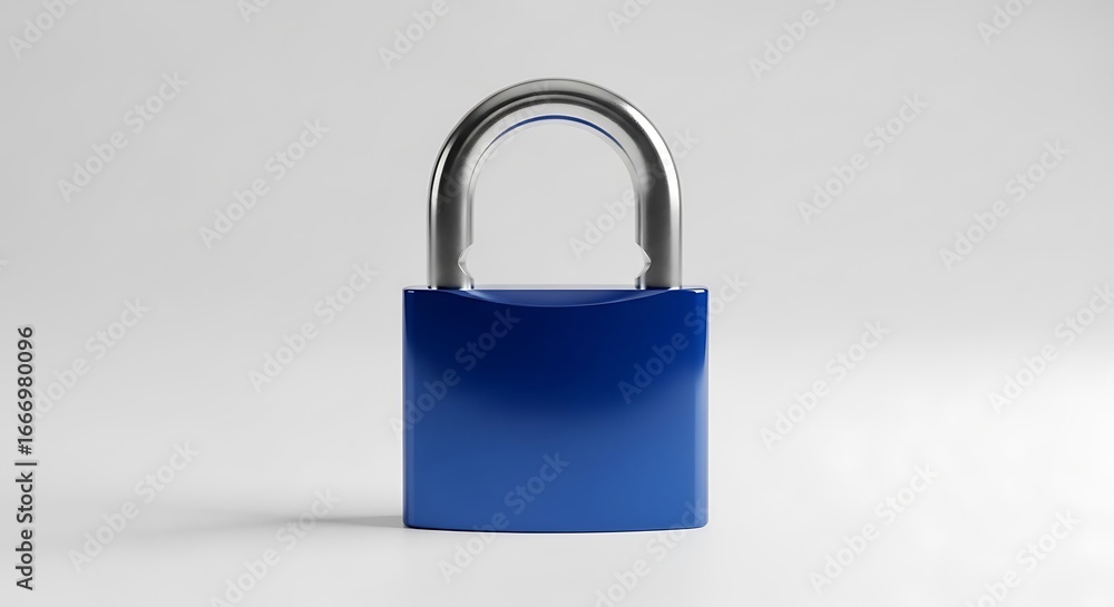 Fototapeta premium Blue padlock on a white background