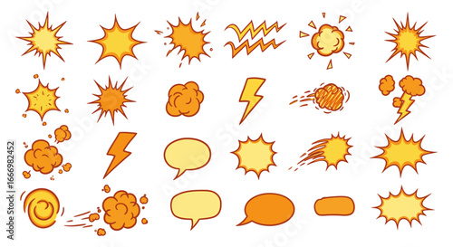 A Comprehensive Collection of Energetic Sound Effects and Visual Exclamations Perfect for Comic Books Graphic Novels and Animated Storytelling Representing Explosions Impacts and Dramatic Moments