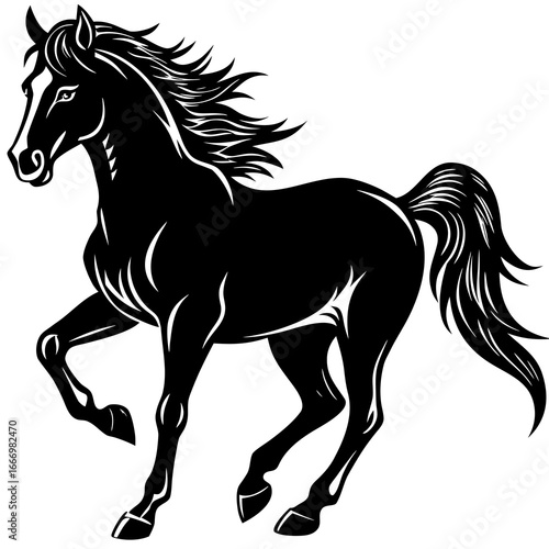Galloping Horse Silhouette in Motion