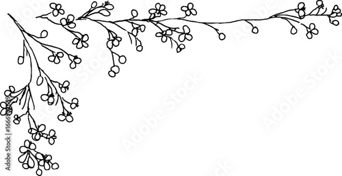 Hand drawn apple branch doodle corner with curl design for creative projects