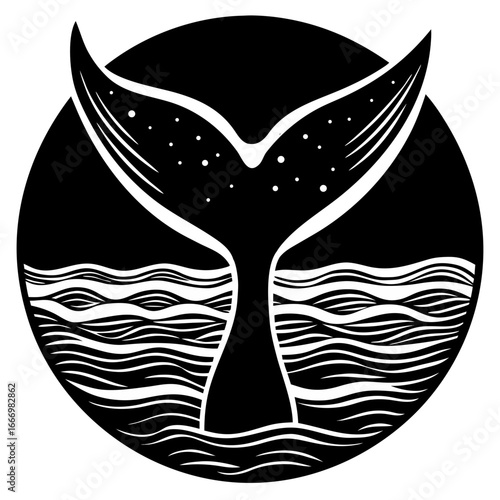 Majestic Black and White Whale Tail Art