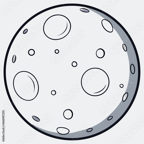 Cartoon Full Moon With Craters In Space