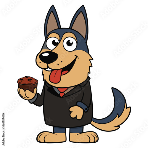 Dressed Up Dog Enjoys a Delicious Muffin Treat
