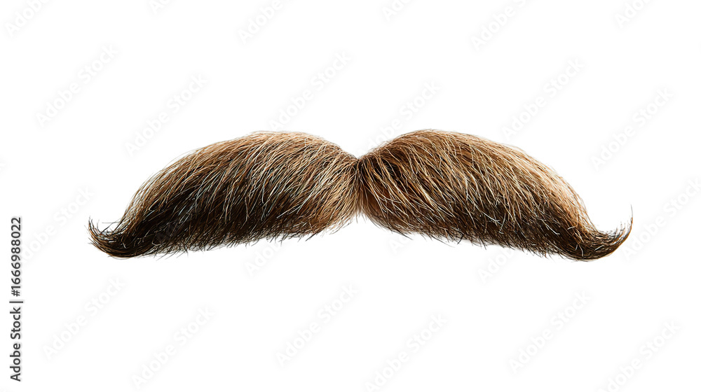 Obraz premium A prominent, bushy brown mustache against a transparent background, adding a playful and vintage touch to any look., transparent png, cutout