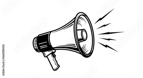 Vintage Megaphone Announcement: Bold Black and White Vector Illustration