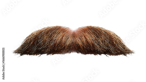 A fluffy, vintage-style mustache in shades of brown, perfect for adding character to any costume or playful design., transparent png, cutout