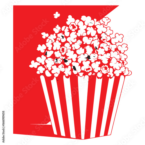 Vector art of a bucket of popcorn with red and white stripes