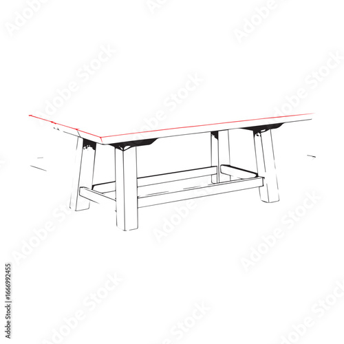 Vector art of wooden table, simple and elegant furniture piece with clean lines and sturdy legs, ideal for modern or rustic interior design settings