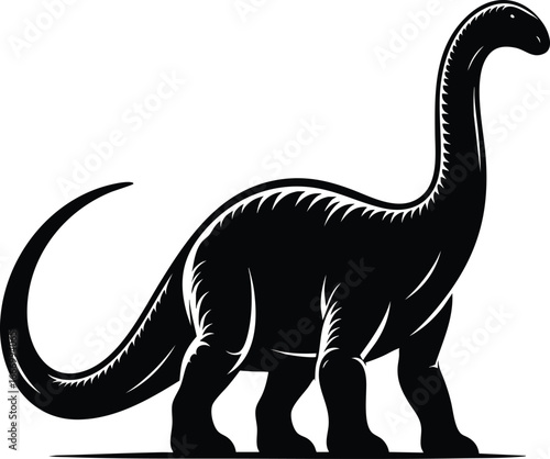 Long Neck brontosaurus dinosaur silhouette vector illustration isolated on white background
