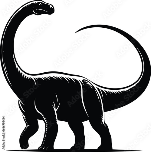 Long Neck brontosaurus dinosaur silhouette vector illustration isolated on white background