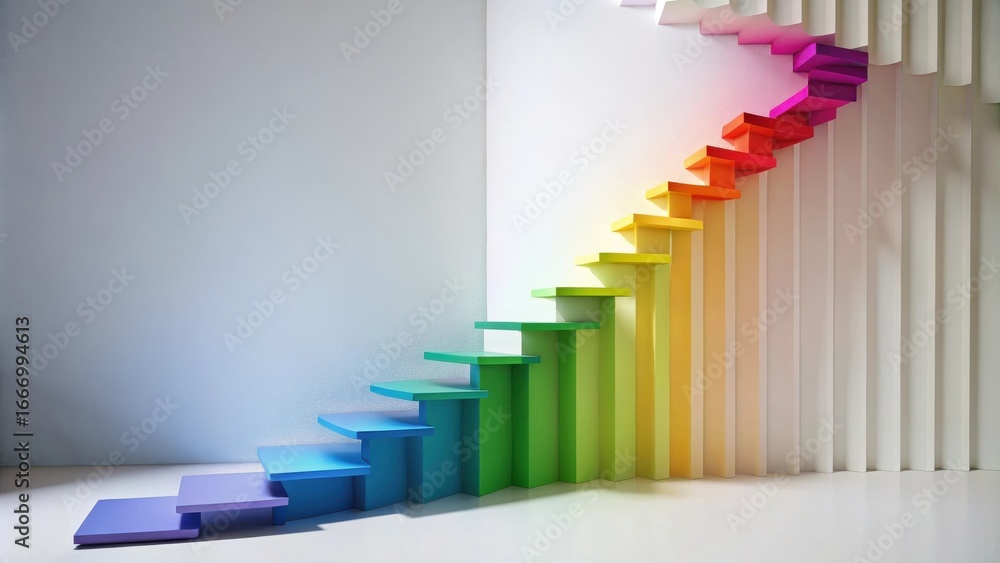 Obraz premium Abstract Colorful Ascending Steps Representing Growth and Progress