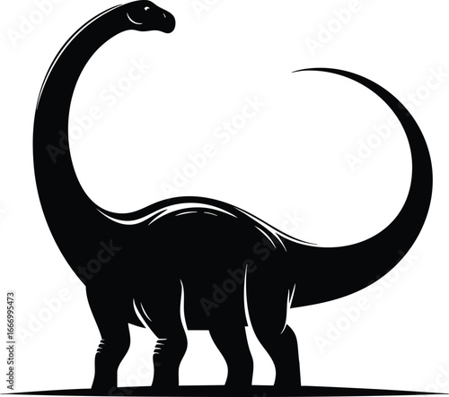 Long Neck brontosaurus dinosaur silhouette vector illustration isolated on white background