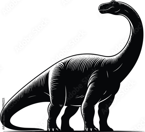 Long Neck brontosaurus dinosaur silhouette vector illustration isolated on white background
