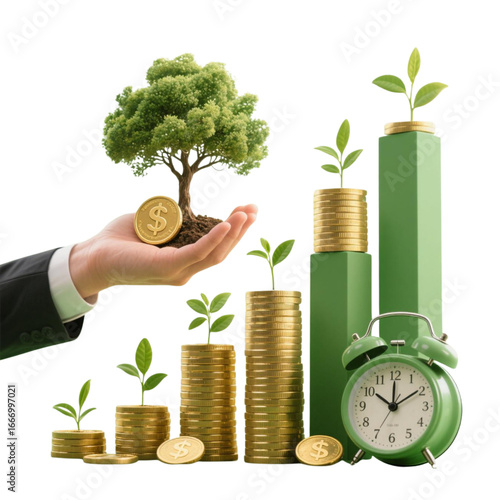 money tree growing from coins