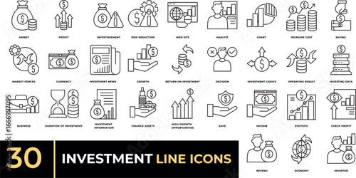 Investment line icons 