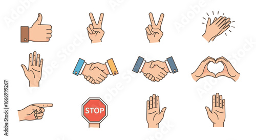 Diverse hand gestures signaling agreement, success, and communication for modern projects