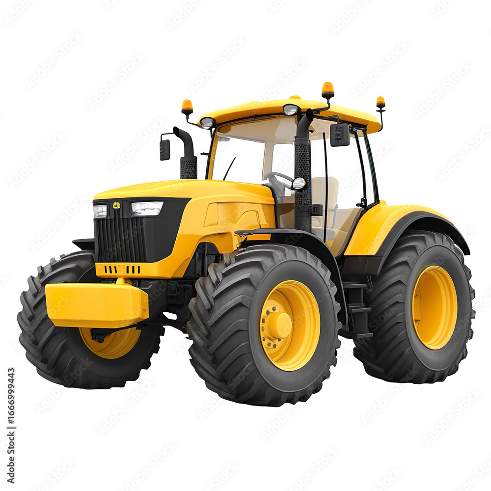 Obraz premium Yellow tractor isolated on transparent background