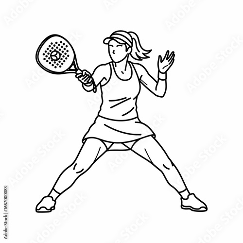 Dynamic padel player in action, ready to hit the ball with racket, showcasing sporty lifestyle for health and wellness, vector style