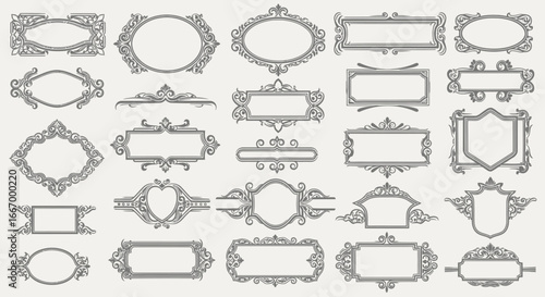 Elegant vintage ornate decorative frames and borders for design projects and invitations