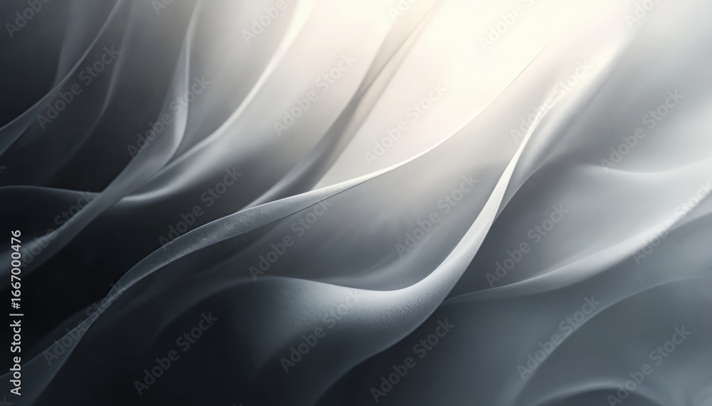 Obraz premium Abstract illustration features flowing lines, curves in shades of gray, white. Creates dynamic, modern background for presentations, design projects, creative content. Versatile template for