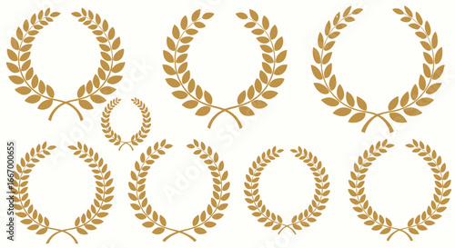Stunning gold laurel wreaths symbolizing achievement, victory, and excellence across various applications