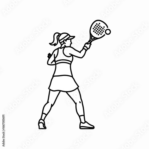 Dynamic female athlete skillfully plays padel tennis, capturing the essence of sport and active lifestyle with energetic movement and athletic grace