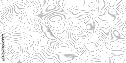 Geographic Line Map Illustration with Elevation Assignments Abstract Topographic Contour Curves Wavy Terrain Patterns and Paper Texture Effect on White Background
