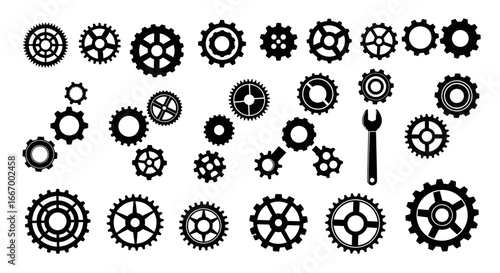 Dynamic industrial gears and tools collection symbolizing innovation, engineering, and mechanical precision