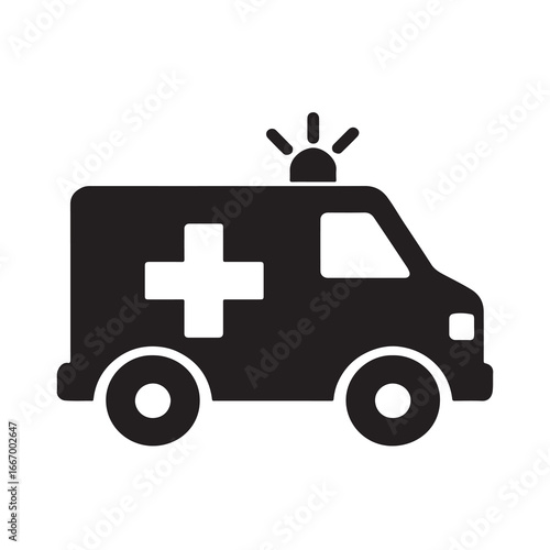 Ambulance and first aid kit vector illustration on white background