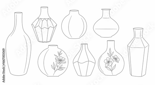 Elegant collection of diverse modern vases showcasing artistic floral and geometric designs for stylish decor