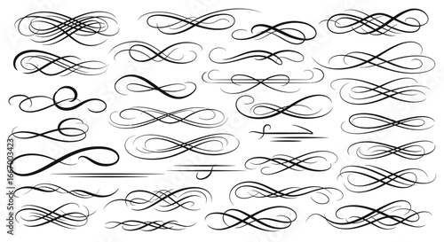 Elegant decorative flourishes and ornate swirls enhance design projects with classic sophistication and artistic flair
