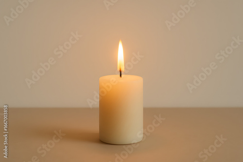 Wallpaper Mural Candle's Gentle Glow: A solitary candle stands tall, its flame flickering with a soft, inviting light, symbolizing warmth, hope, and serenity. This image captures a moment of quiet contemplation. Torontodigital.ca