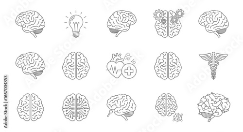 Unlock innovative ideas with powerful brain icons representing intelligence, health, and technology concepts