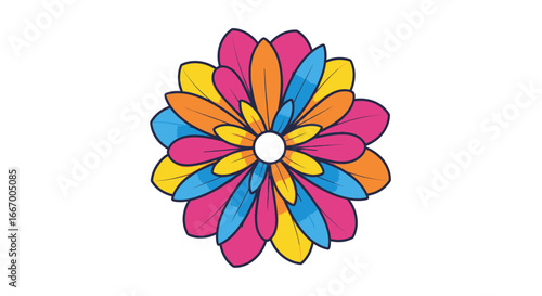 Vibrant abstract flower bursts with colorful petals, bringing joy and energy to any design project.