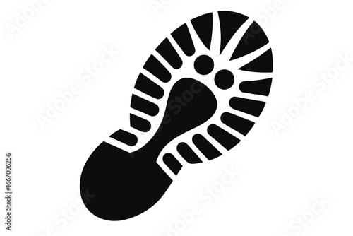Black Shoe Print with Grooves and Ridges, Sole Design Pattern Graphic