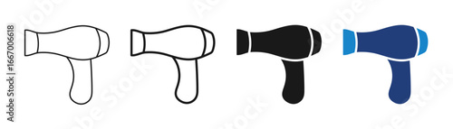 Hair dryer editable stroke beauty appliance icons