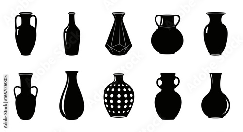 Collection of elegant black vase silhouettes offering timeless design and decorative appeal for any space