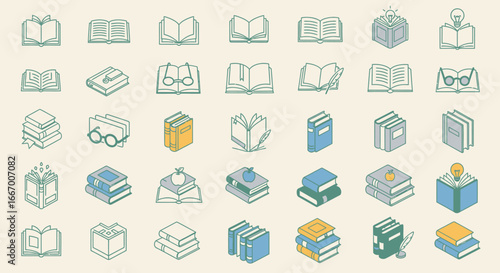 Discover knowledge with this collection of educational and insightful book icons, perfect for learning and study themes.