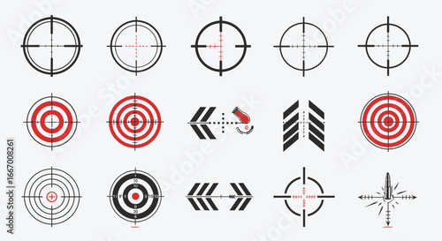 Diverse crosshairs and target icons representing precision, focus, and accuracy in various designs