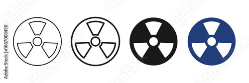 Radiation hazard icon set editable stroke outline solid