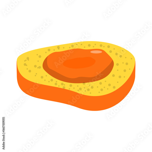 Vibrant cross-section of a ripe fruit showcasing its juicy orange flesh and seed
